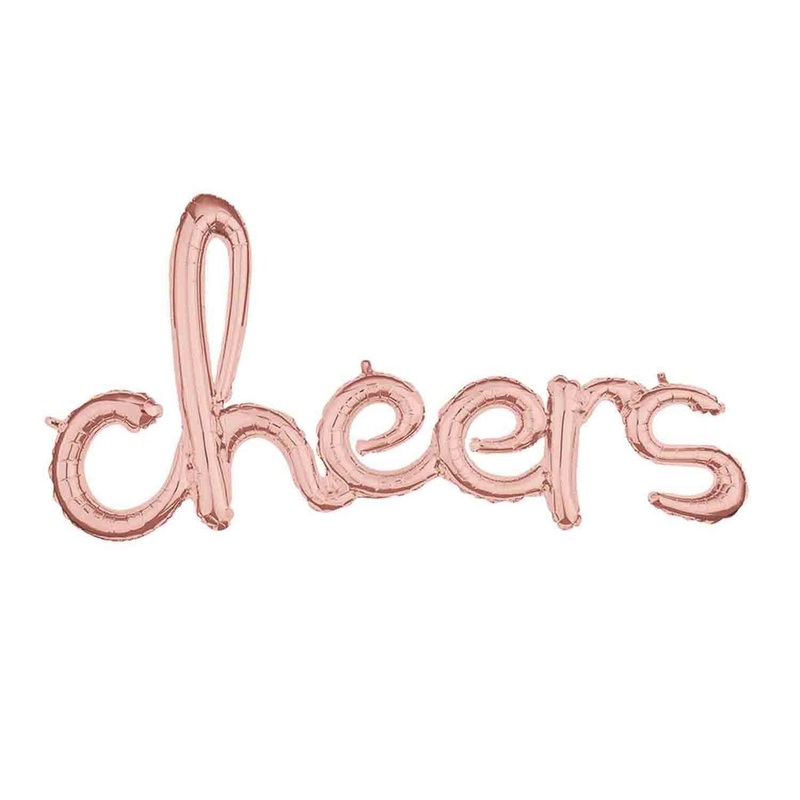 Script Phrase cheers Rose Gold Balloon