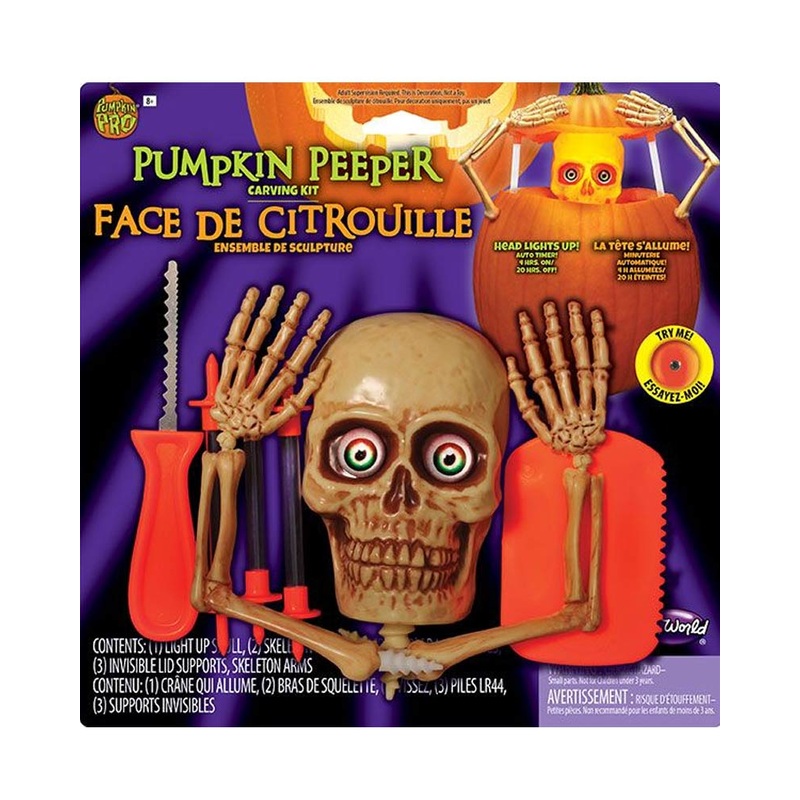 Skeleton Pumpkin Peeper Light Up Carving Kit
