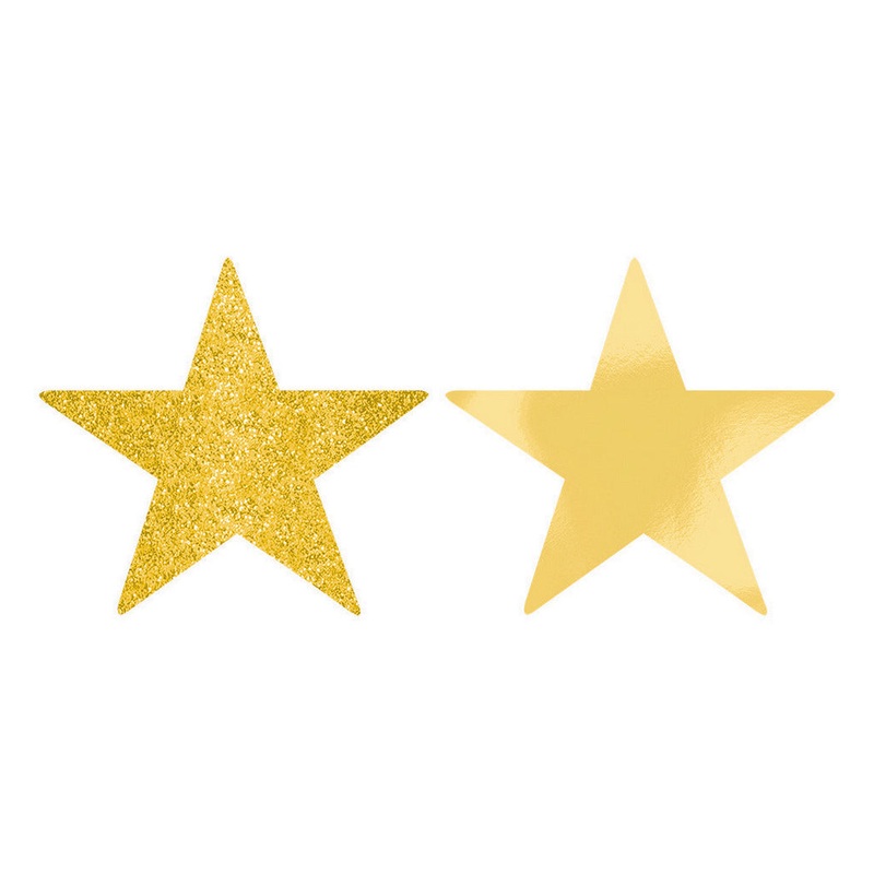 Solid Star Cutouts Foil & Glitter –  Gold Pack of 5