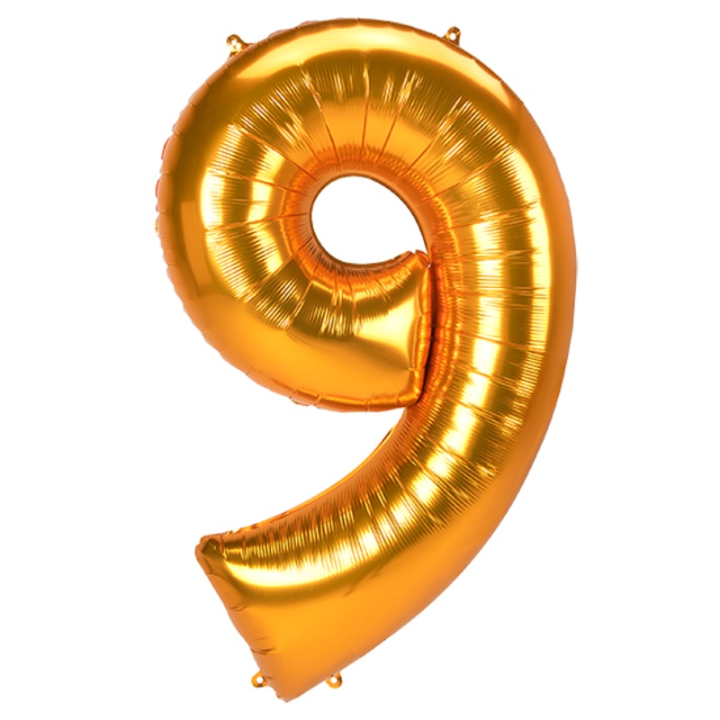 SuperShape Jumbo Number 9 Gold 83cm x 137cm Balloon