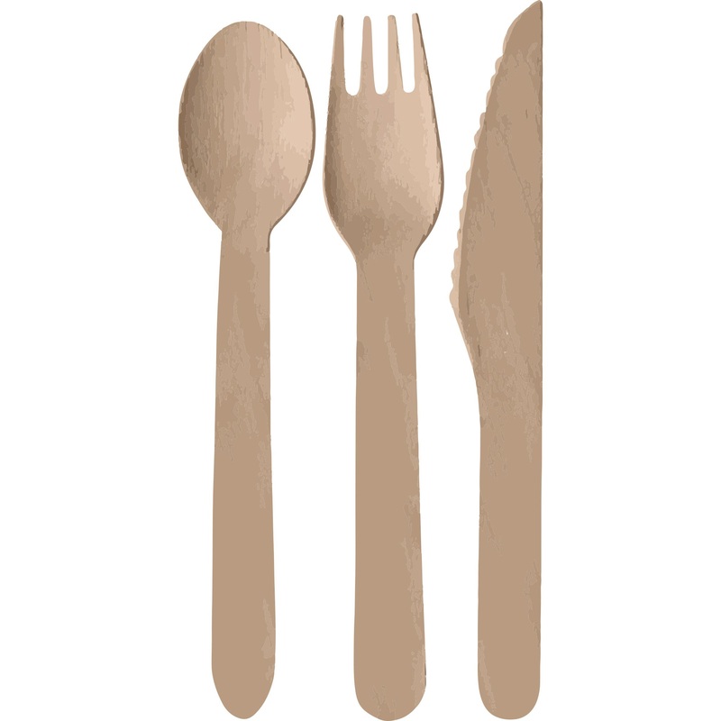 Wooden Cutlery Set Pack of 24 Natural