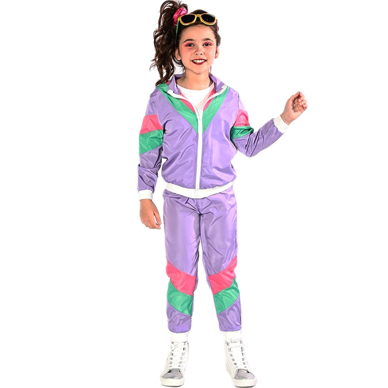 80s Purple Tracksuit Kids Costume