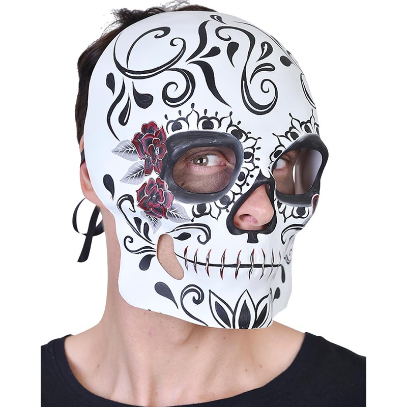 Black and White Sugar Skull Half Mask