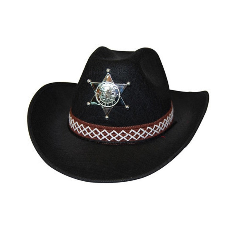 Black Feltex Cowboy Hat with Badge