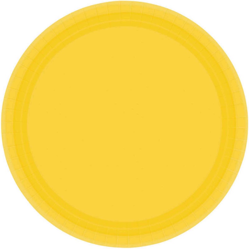 Paper Plates 17cm Round 20CT FSC – Yellow Sunshine – No Plastic Coating