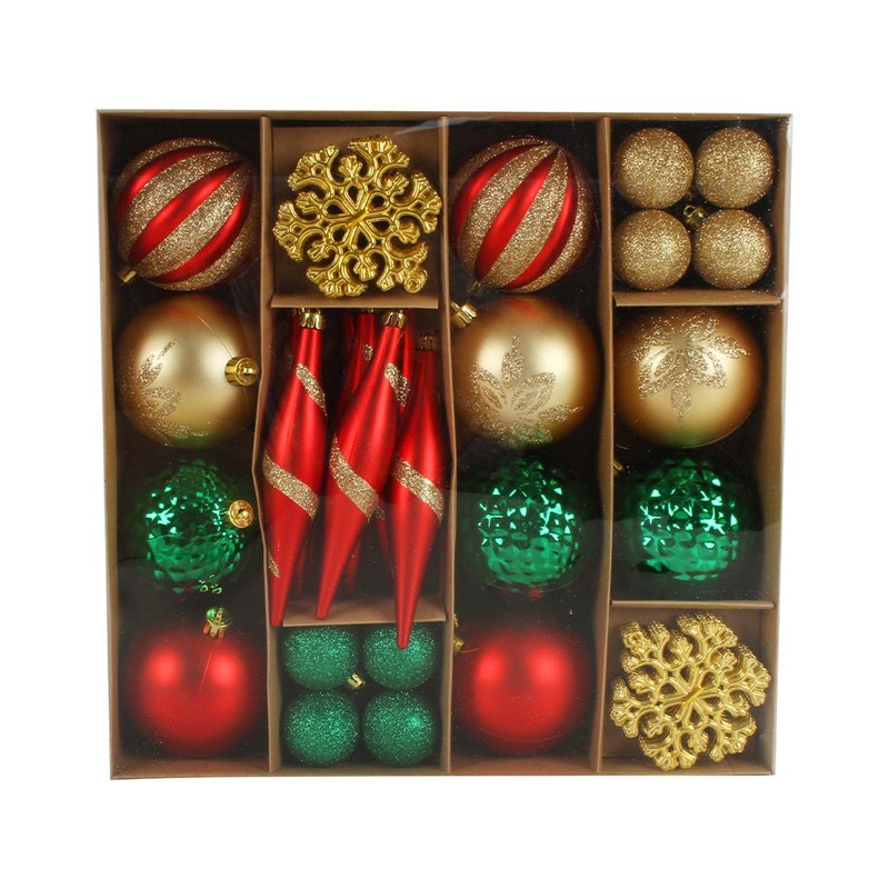 Red and Green Mixed Christmas Baubles Pack of 50