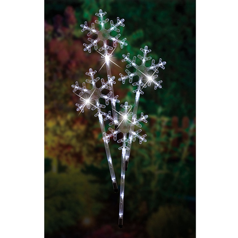 White Snowflake Path Solar Christmas Lights Pack of 4
