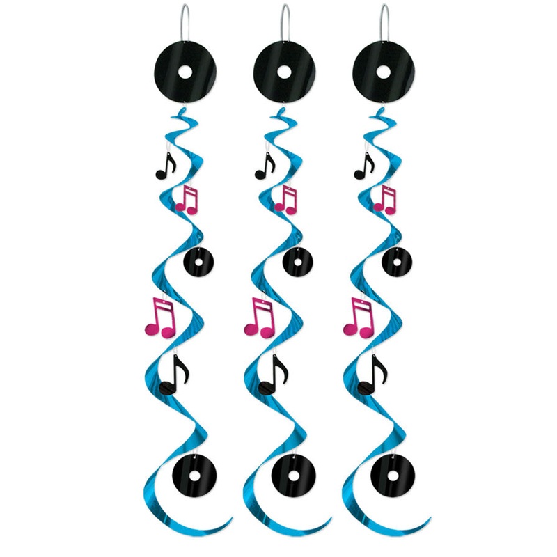 50s Rock n Roll Hanging Swirl Decorations Pack of 3