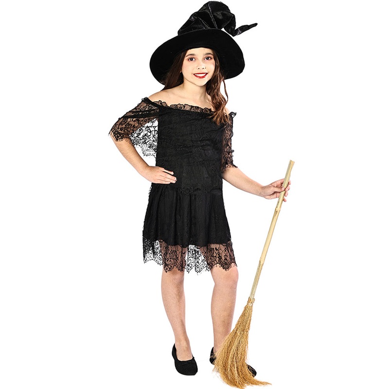 Black Lace Halloween Girls Dress