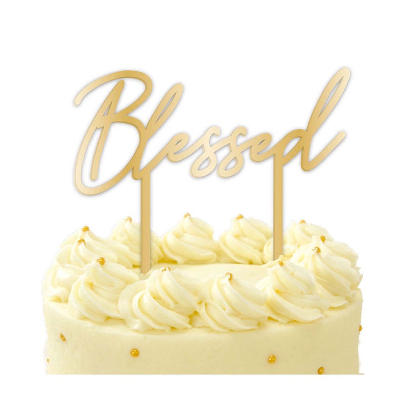 Botanical Celebration Blessed 18cm Acrylic Cake Topper