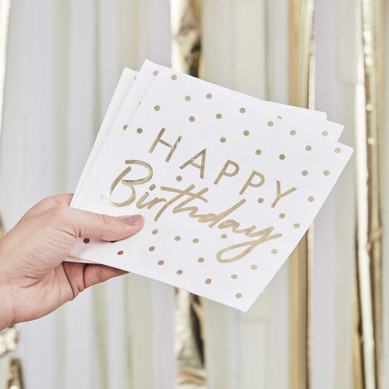 Mix It Up Gold Foiled Happy Birthday Napkins Pack of 16