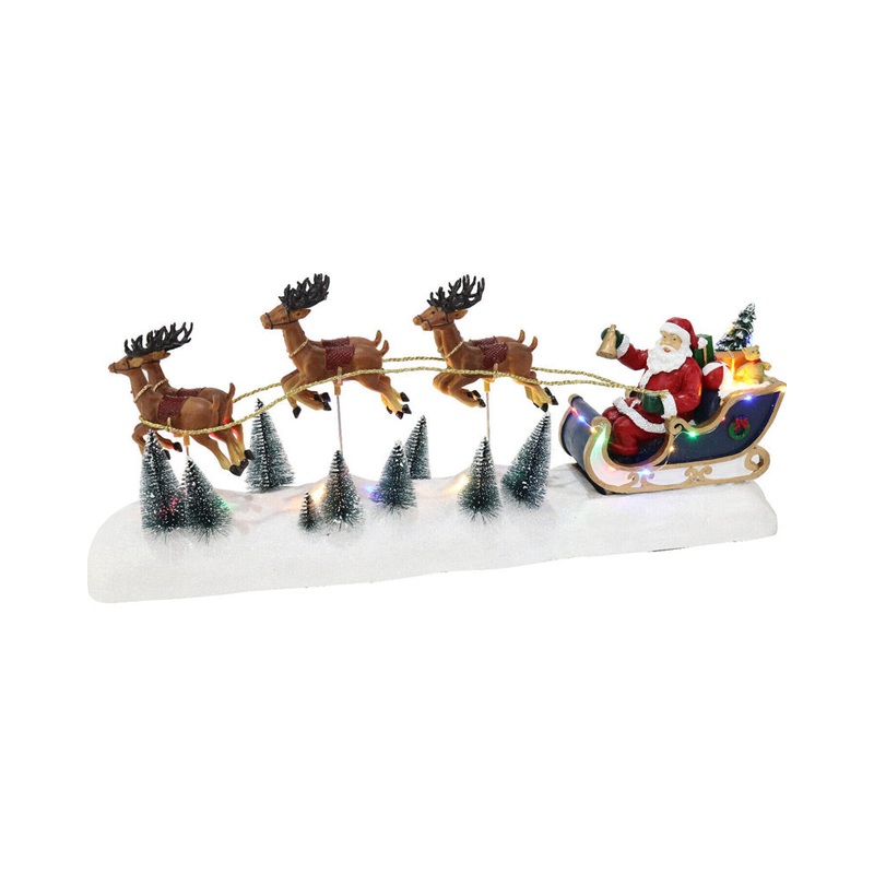 Musical Santa Sleigh 6 Deers Christmas LED Flash 58cm