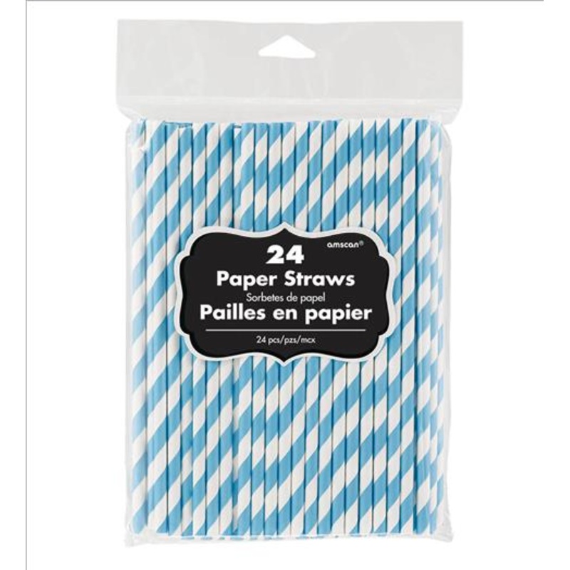 Paper Straws Caribbean Blue Pack of 24