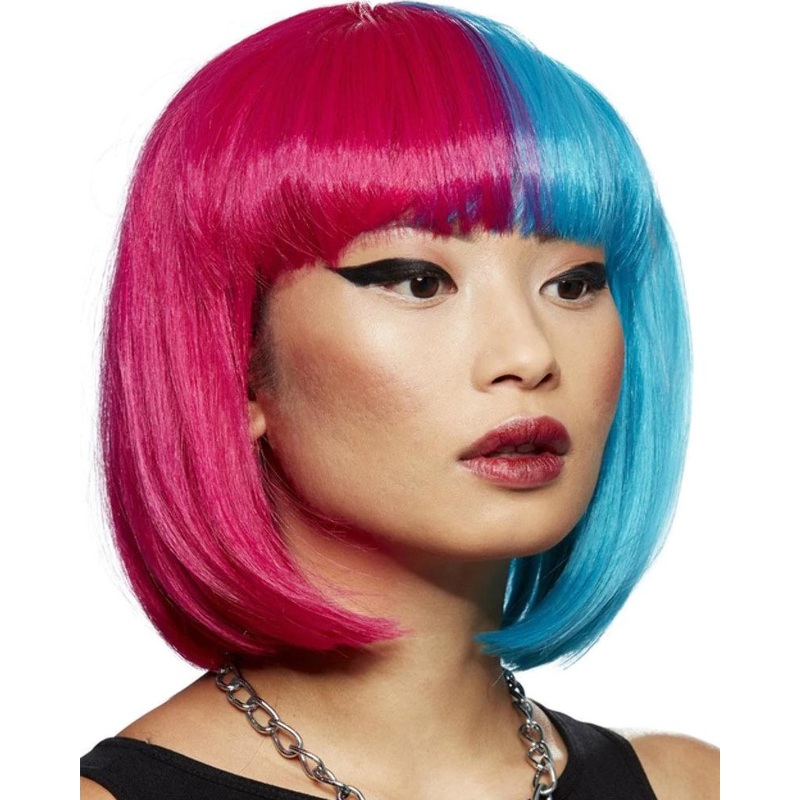 Valentine Pink and Blue Bob Wig