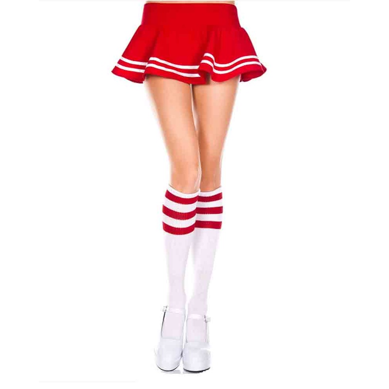 Acrylic Knee High Striped Red Socks