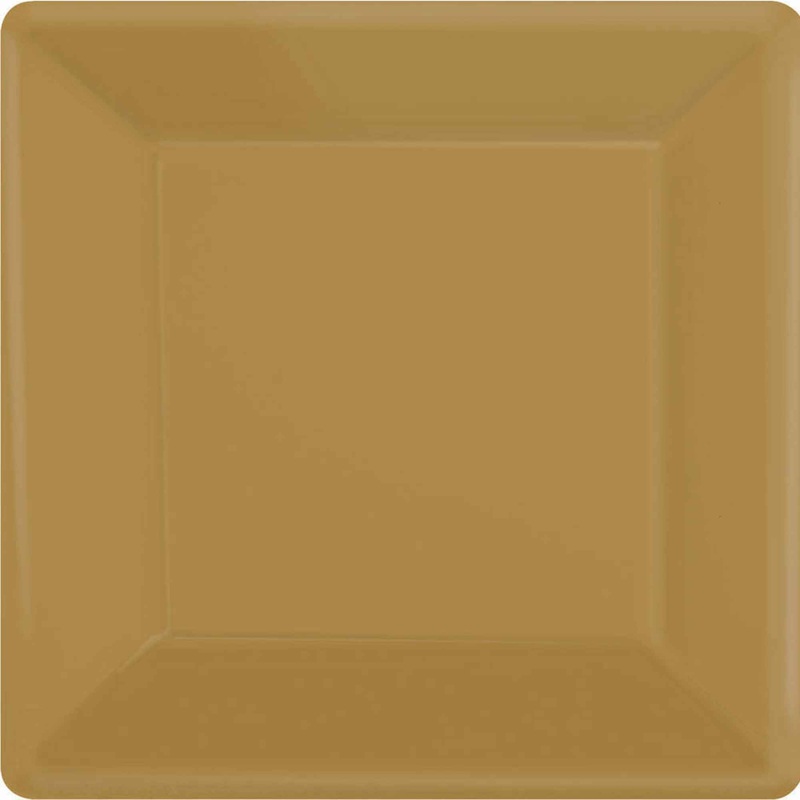 Gold 17cm Square Paper Plates Pack of 20