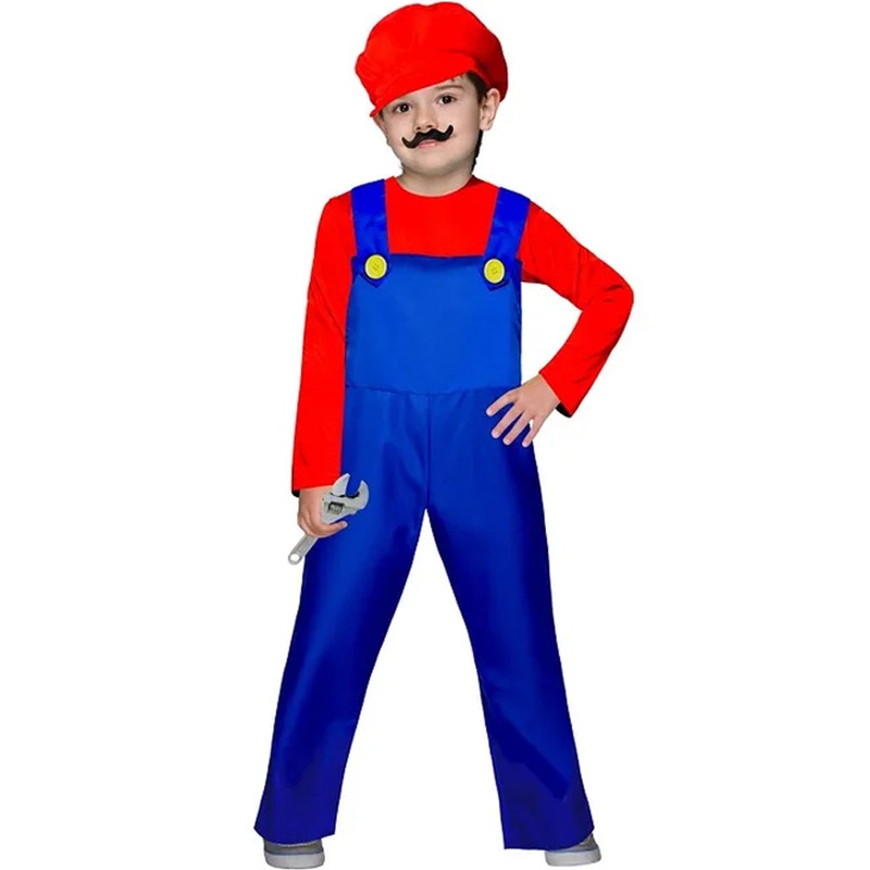 Little Red Plumber Hero Kids Costume