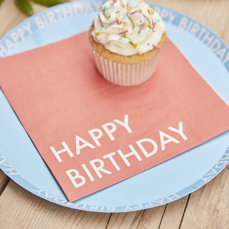 Mix It Up Napkins Happy Birthday Coral Pack of 16