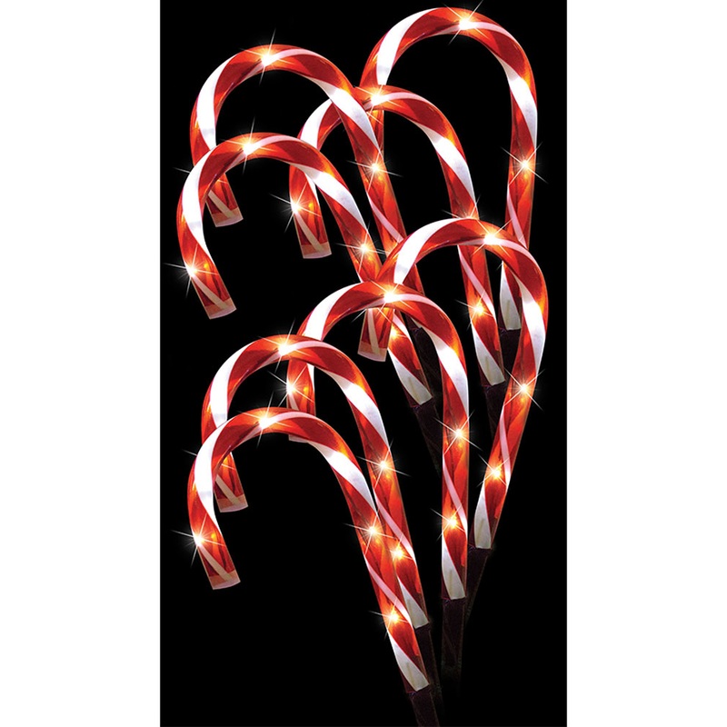 Solar Mini Candy Cane Path Christmas Lights 32cm Pack of 8