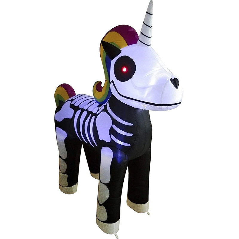 Tall Halloween Standing Skeleton Unicorn Inflatable 1.5m