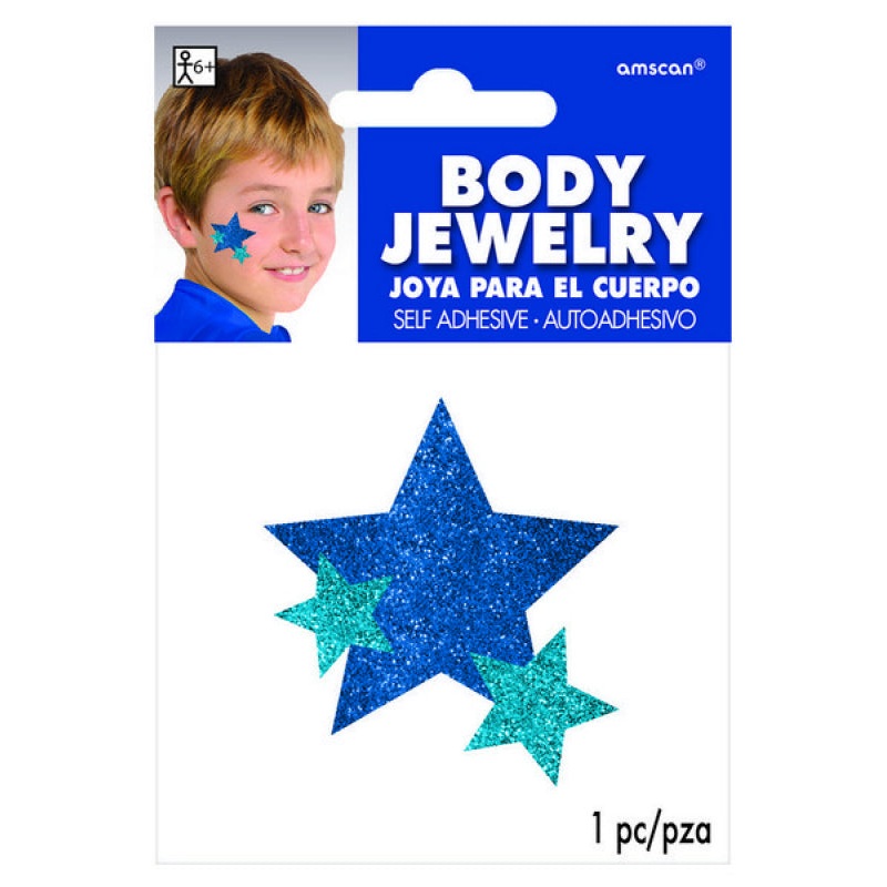 Team Spirit Glitter Star Body Jewelry Blue