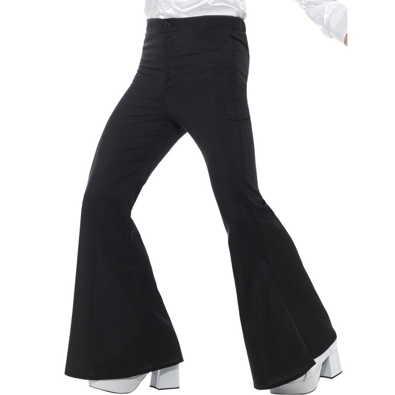 70s Black Flared Mens Trousers