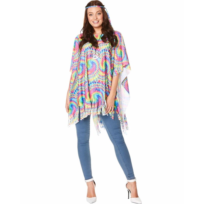 70s Tie Dye Womens Poncho