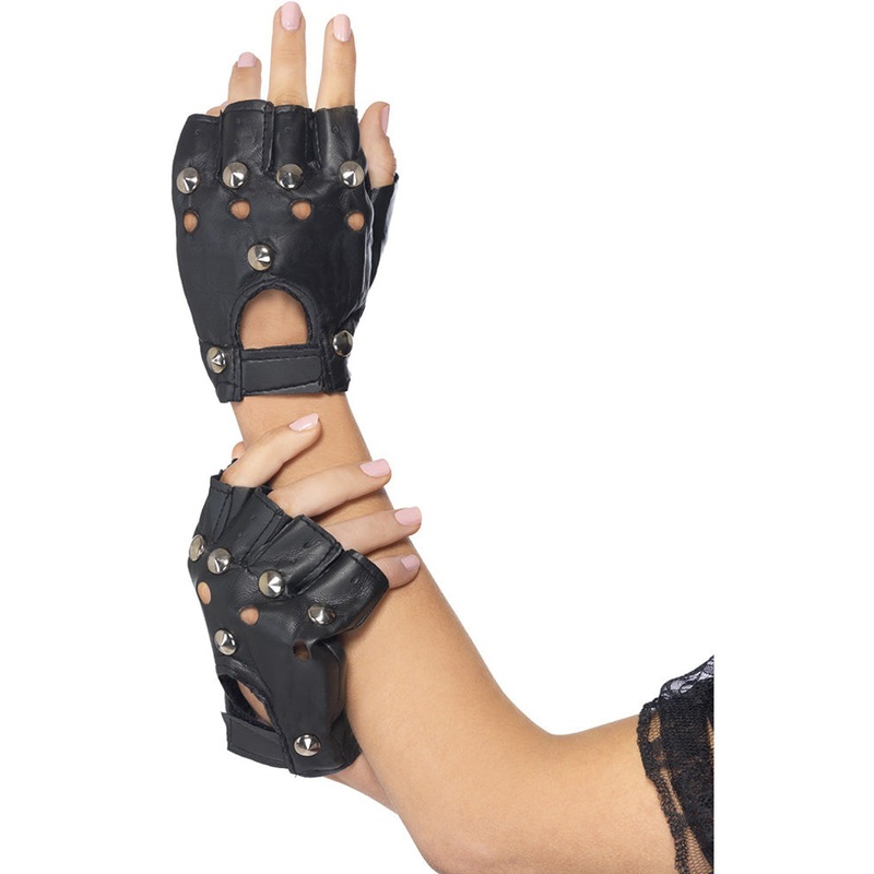 80s Black Punk Gloves