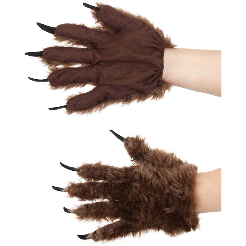 Brown Wolf Paw Adult Gloves