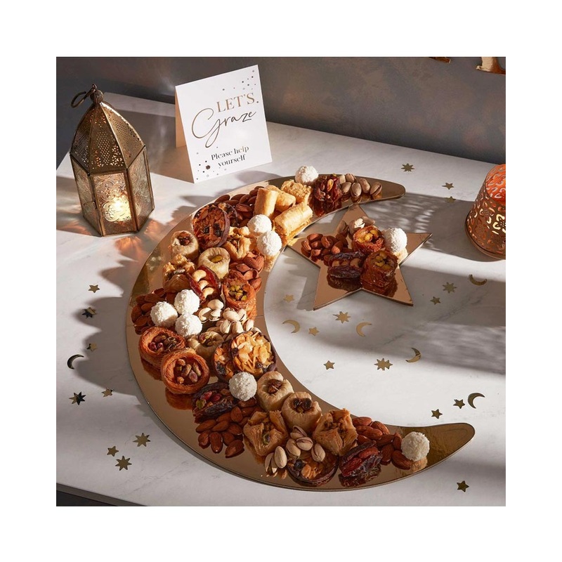 Eid Grazing Board Crescent Moon and Star Shaped Gold