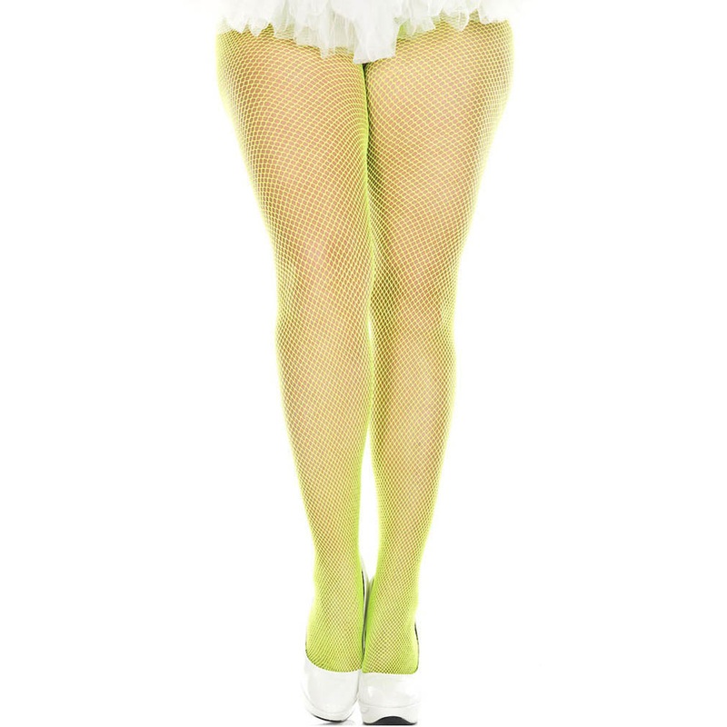 Neon Green Fishnet Plus Size Stockings