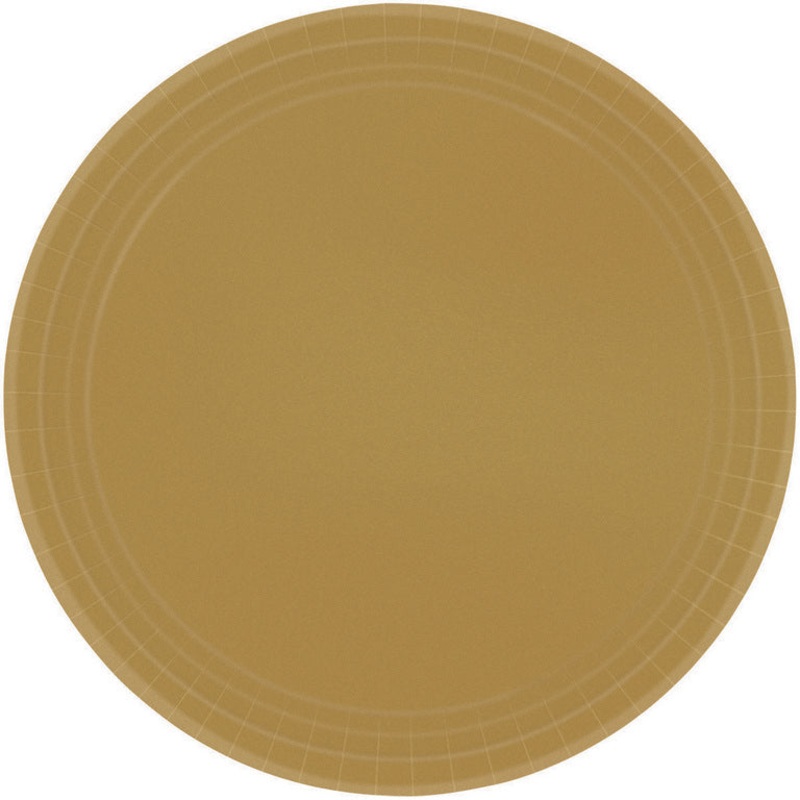 Paper Plates 17cm Round 20CT FSC – Gold – No Plastic Coating