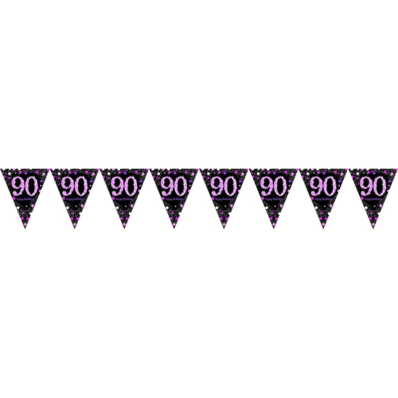 Pink Celebration 90 Prismatic Pennant Banner – Plastic