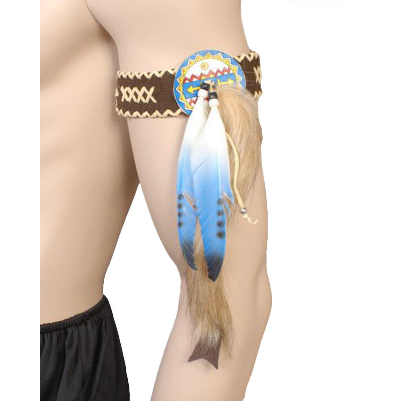 Tribal Feather Blue Armband Set