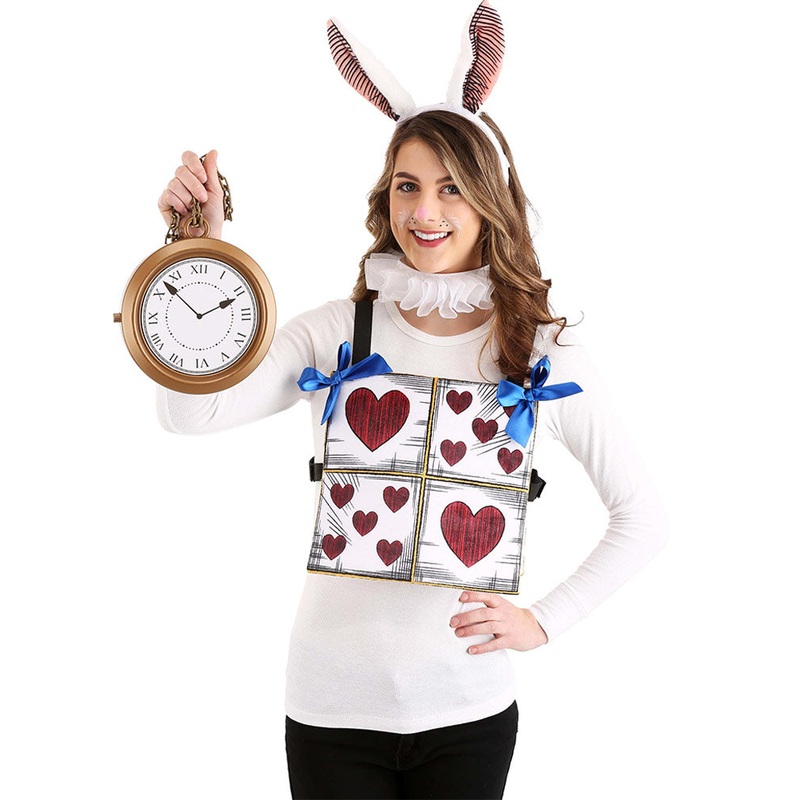 White Rabbit Headband Collar and Tabard Deluxe Costume Set