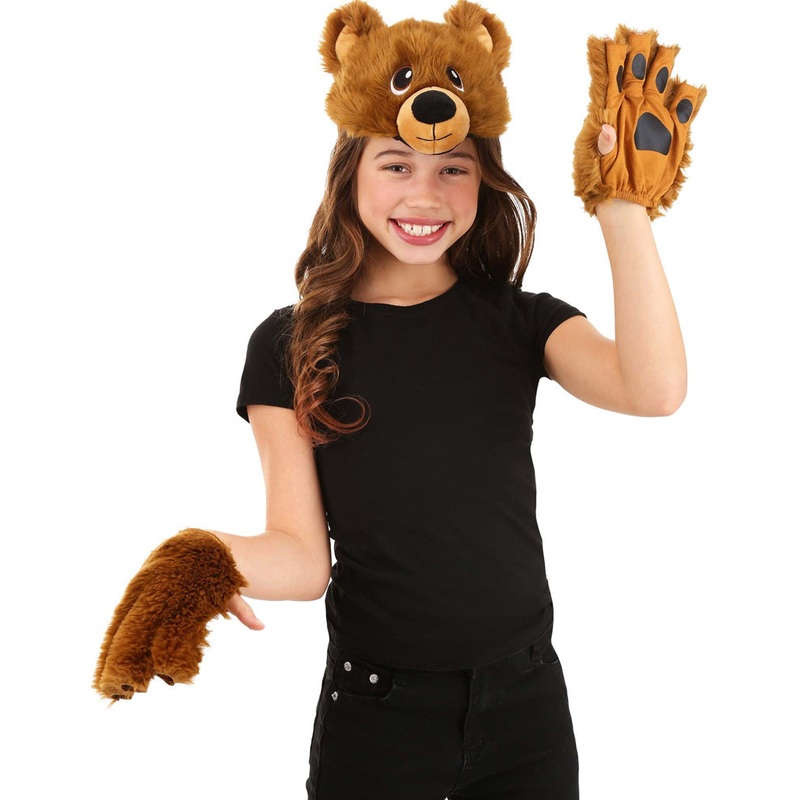 Bear Plush Headband and Paws Deluxe Set