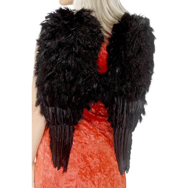 Large Black Feather Angel Wings 60cm