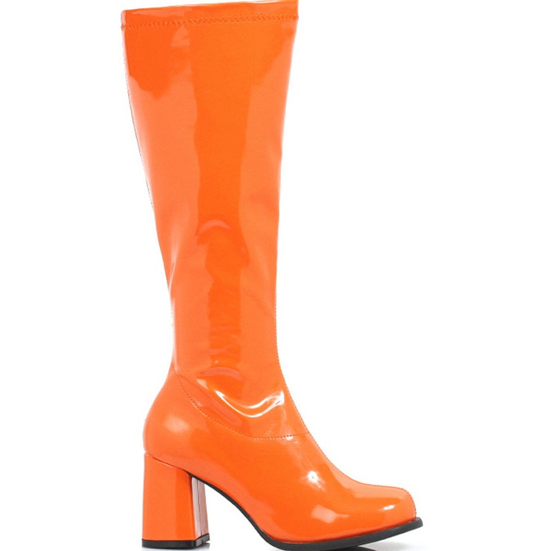 Orange Patent Go Go Womens Boots