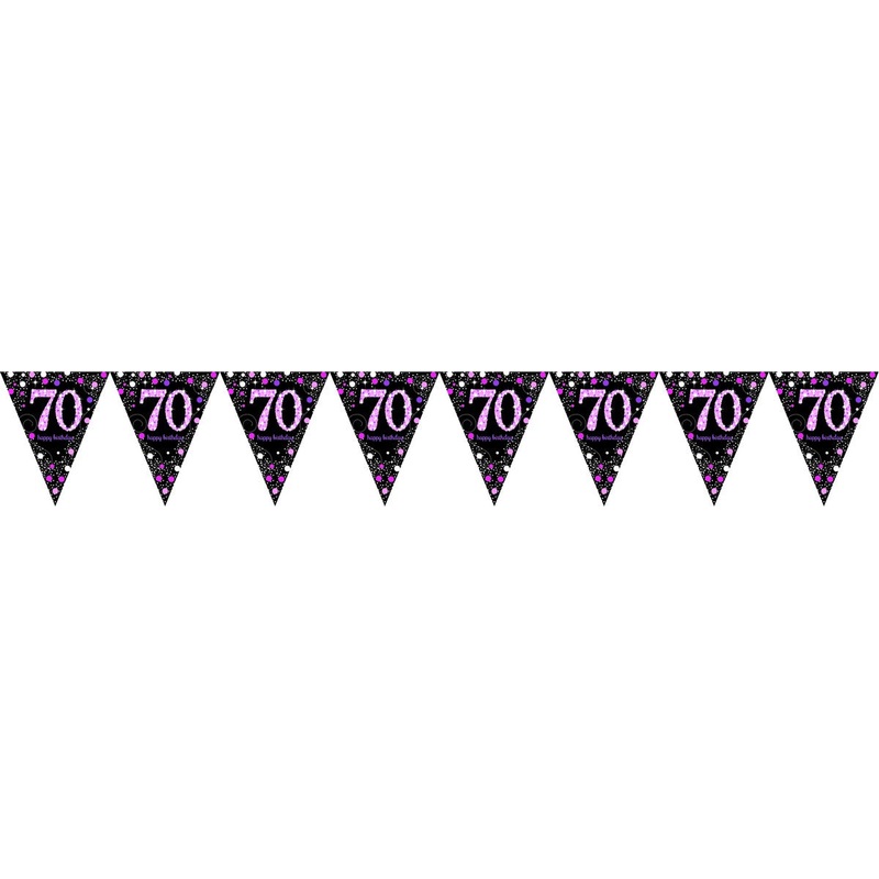 Pink Celebration 70 Prismatic Pennant Banner – Plastic