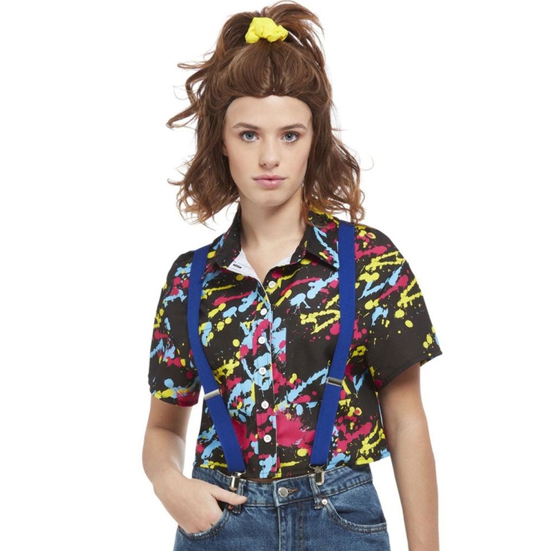 80s Splatter Print Shirt Womens Costume