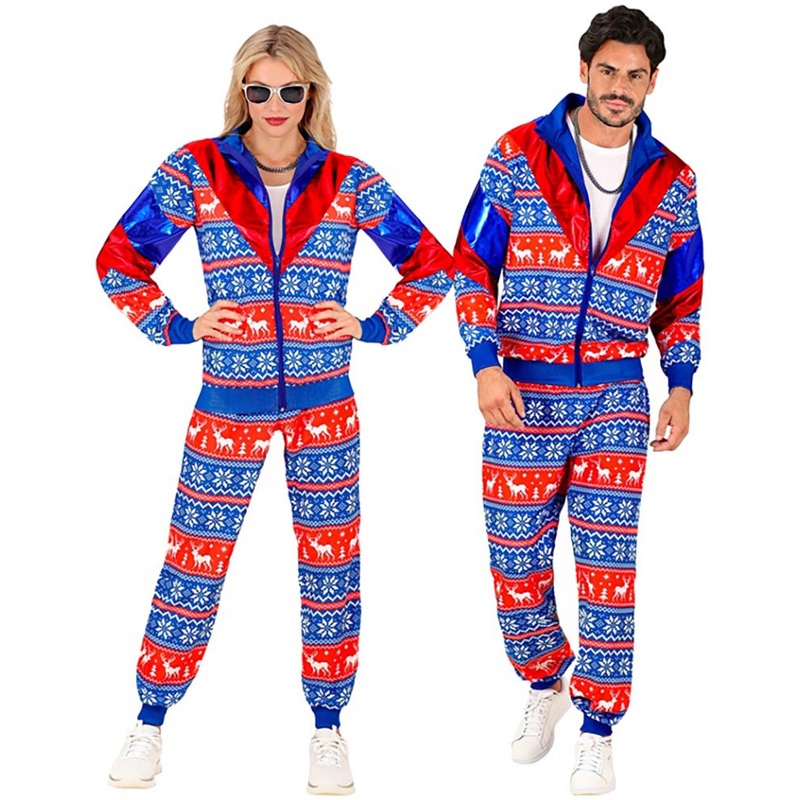 Blue and Red Merry Christmas Adult Tracksuit