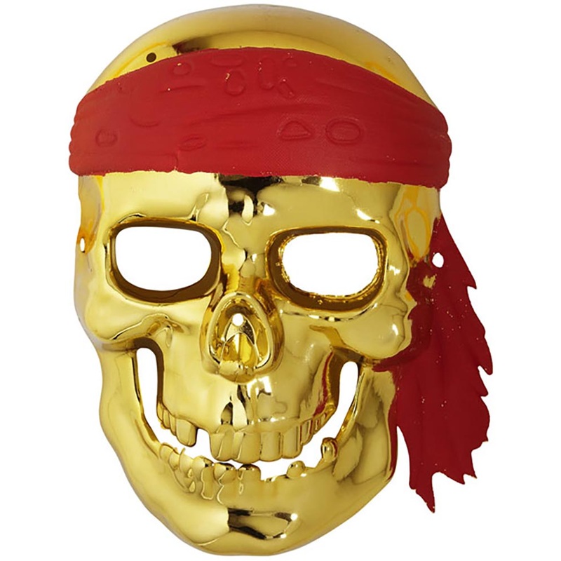 Gold Pirate Skull Half Mask