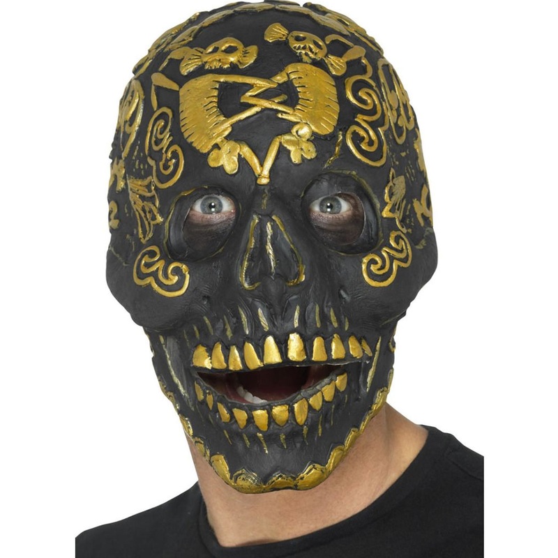 Masquerade Black and Gold Skull Deluxe Mask