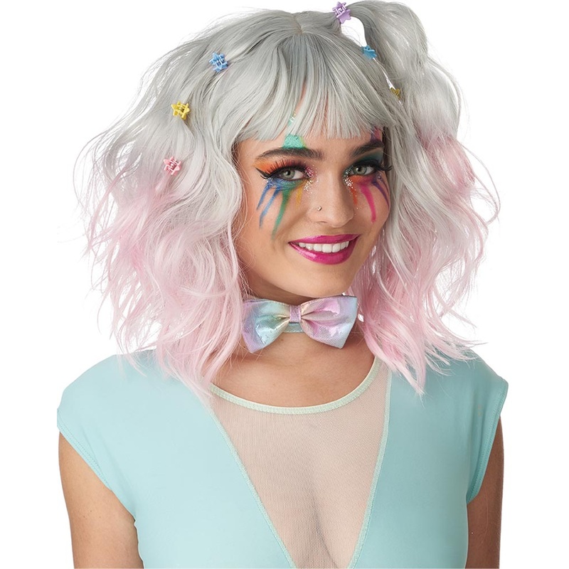 Pink and Grey Wavy Bob Wig