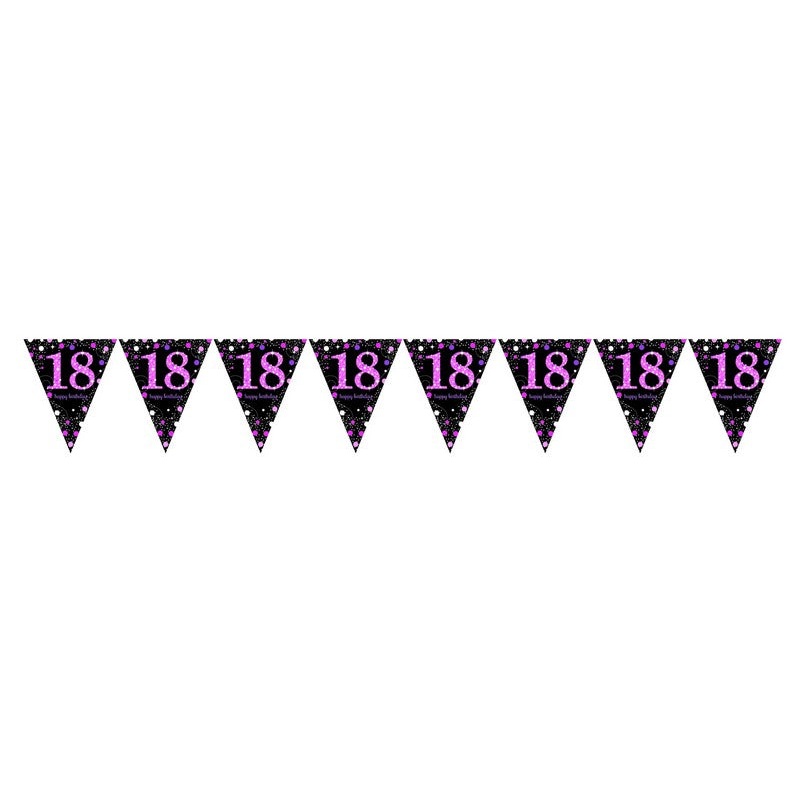 Pink Celebration 18 Prismatic Pennant Banner – Plastic