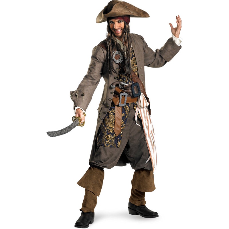 Pirates Of The Caribbean Captain Jack Sparrow Theatrical Quality Mens Costume