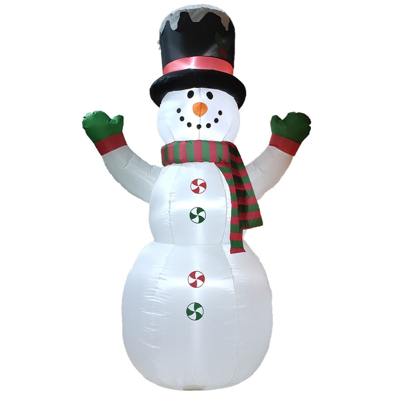 Red and Green Snowman with Disco Light Christmas Lawn Inflatable 2.4m
