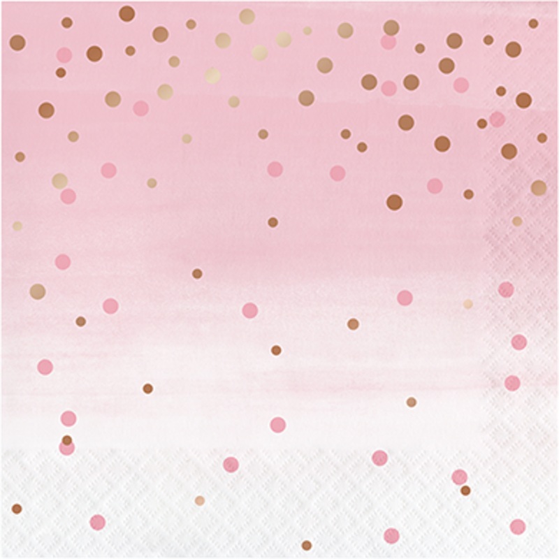 Rose All Day Lunch Napkins Dots Rose Gold Foil Pack of 16