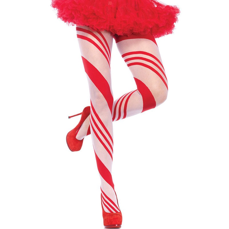 Christmas Spandex Sheer Candy Striped Pantyhose