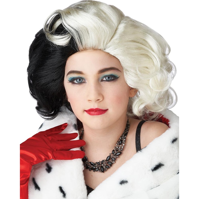 Devilish Diva Short Black and White Kids Wig